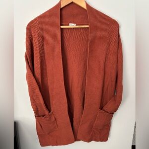 Kismet Orange Red Cardigan Sweater with Shawl Collar